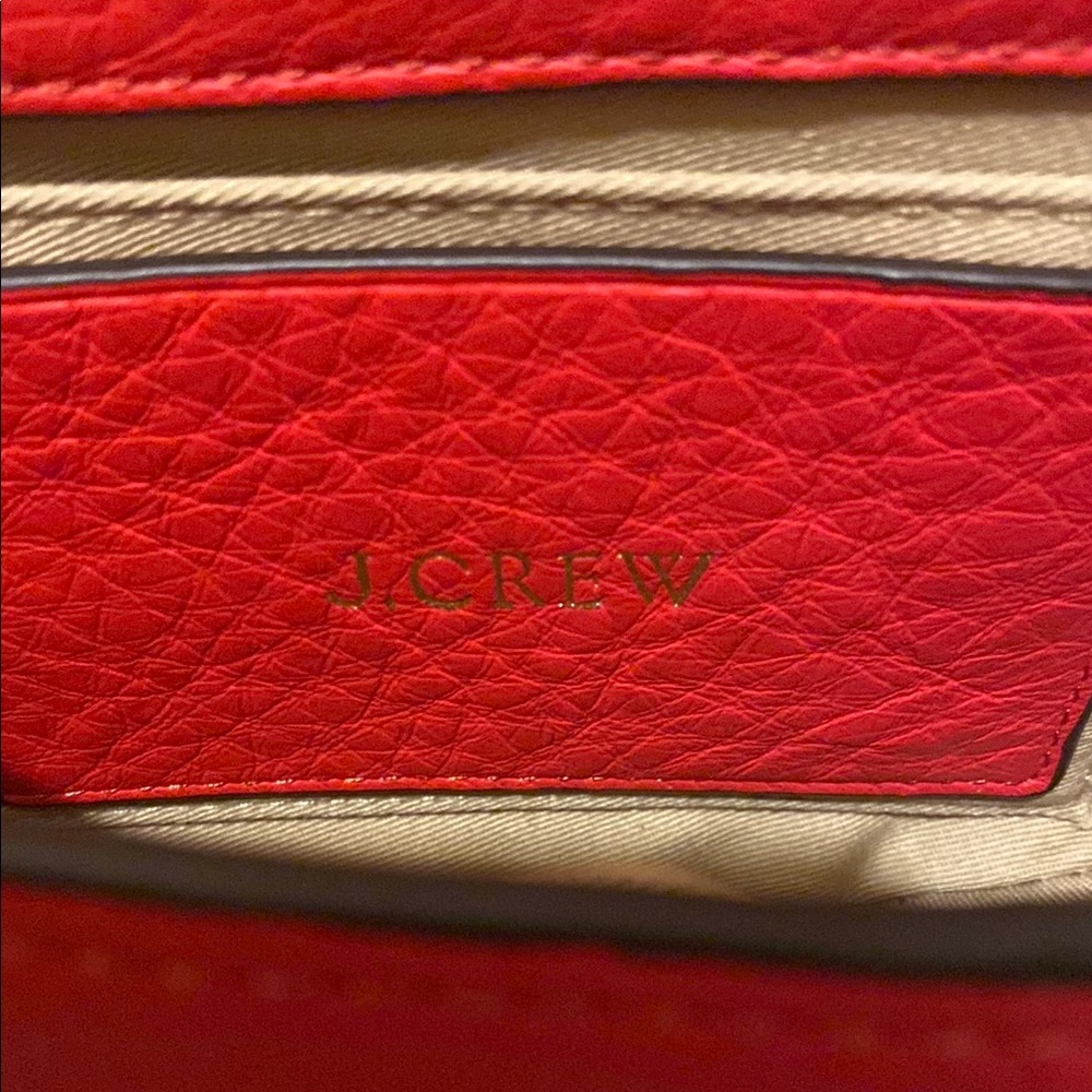J.Crew 100% Vibrant Red Crossbody Bag with Saddle Shape and Gold Hardware - Picture 11 of 16